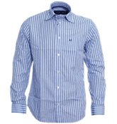Sea Blue and Black Stripe Long Sleeve Shirt