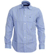 Armani Sea Blue and Black Stripe Long Sleeve Shirt