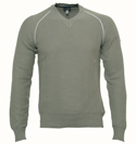 Silver Grey Cotton V Neck Sweater