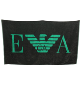 Armani Smoke Grey Beach Velour Towel With Large