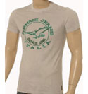 Taupe Cotton T-Shirt with Large Green Design