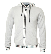 Armani White and Black Buttoned Hooded Sweatshirt