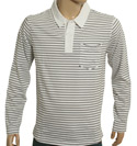 Armani White and Black Stripe Polo Shirt