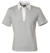 Armani White and Blue Stripe Polo Shirt