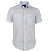 Armani White and Blue Stripe Shirt