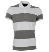 Armani White and Grey Pique Polo Shirt