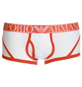 Armani White and Orange Cotton Stretch Boxer