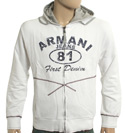 Armani White Full Zip Hooded Sweatshirt
