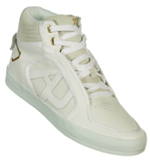 Armani White Leather and Suede Hi Trainers