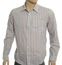 White Long Sleeve Shirt with Coloured Stripes