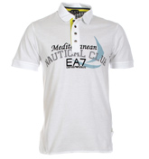 Armani White Nautical Club Polo Shirt