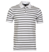 Armani White Striped Polo Shirt