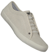 White Suede Perforated Trainers
