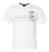 White T-Shirt with Black and Blue Logo