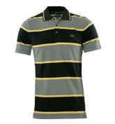 Armani Yellow, Grey and Black Pique Polo Shirt