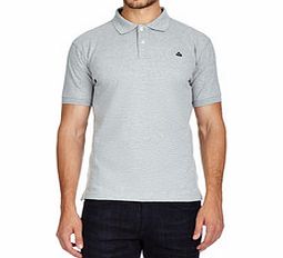 Grey and navy cotton blend polo shirt