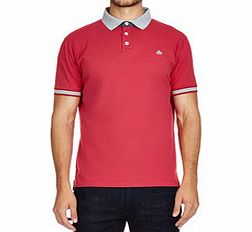 Red and grey collar cotton polo shirt