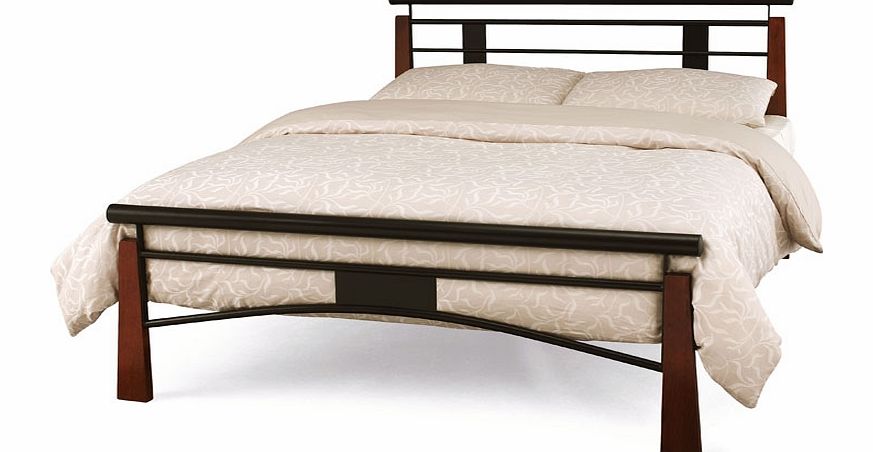 ARMSTRONG Black and Oak Double Bedstead