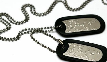 Army Dog Tags MILITARY DOG TAGS - Set of 2 personalised army style dog ID tags with ball chains amp; silencerslt;brgt;(READ DESCRIPTION TO SEE HOW TO ADD PERSONALISATION)
