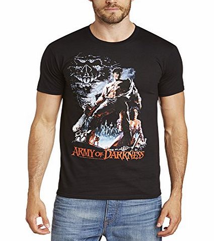 Army Of Darkness  Mens Smoking Chainsaw Short Sleeve T-Shirt, Black, X-Large