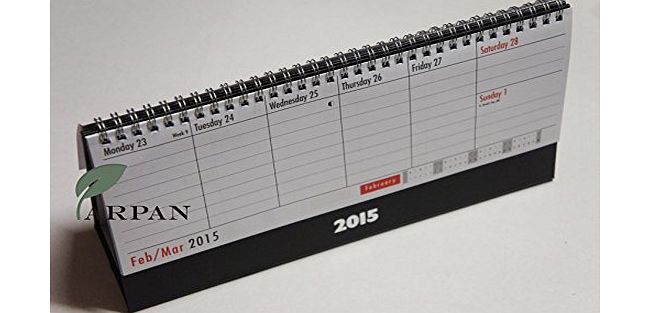 ARPAN  one Week to view black and red UK Office desk calendar