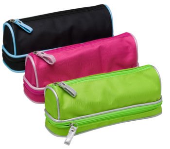 Tiger Barrel Shaped Double Zip Pencil Case Assorted Color - Single supplied