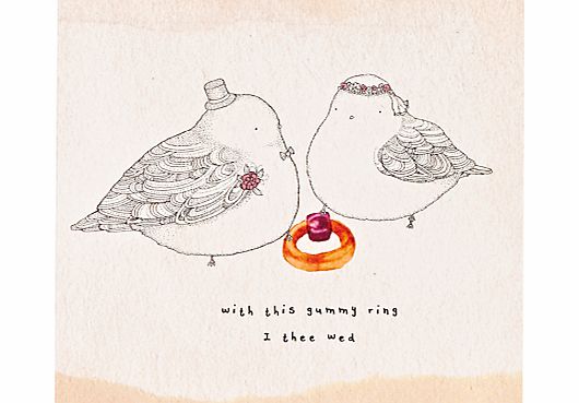 Art Press Birds with Ring Wedding Card