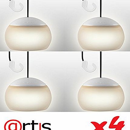 Artis Battery Operated One Touch Hanging Garden Parasol Lantern Camping Lamp Gazebo LED Light - Four Pack