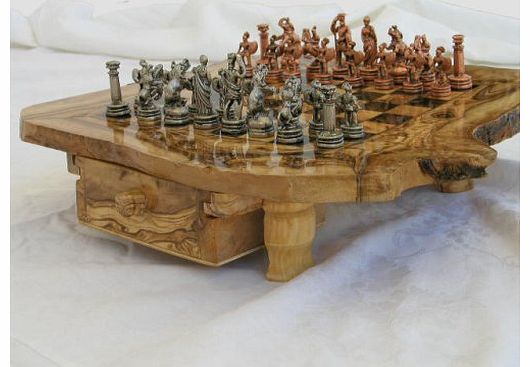 ARTISIANA Decorative olive wood Natural chess board with Free chess metal pieces