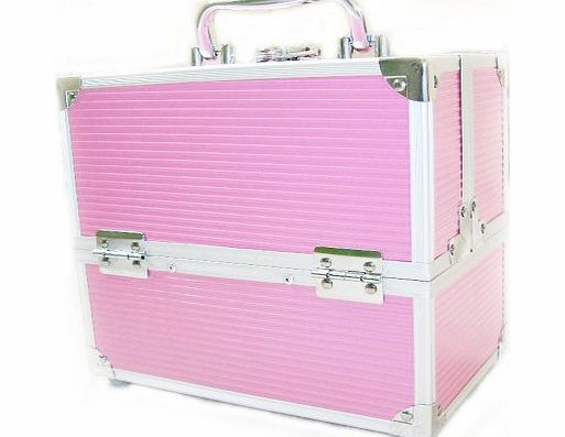 Arustino Miami Pink Ribbed Locking Beauty Case with Trays