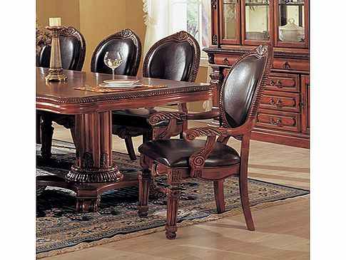 ASBI U.K. Chateau Cherry and Leather Carver Chair