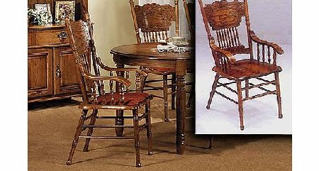 ASBI U.K. Colonial Oak Carved Back Carver Chair