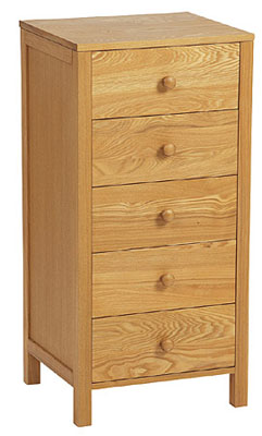 ash CHEST OF DRAWERS 5 DWR SLIM ASHDOWN