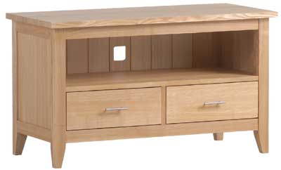 ash TV unit with 2 drawers and recess Prestbury