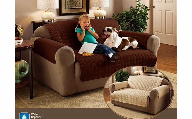 Ashley Mills 3 Seater Sofa Protector Chocolate Brown 68`` x 70.5`` Water Resistant Quilted