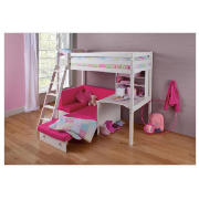Pine High Sleeper with Guest Bed, White &