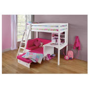Pine High-Sleeper with Guest Bed, White