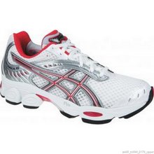 Asics GEL-CUMULUS 10 Ladies Running Shoe White/Steel Grey/Red