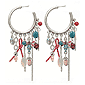 Hoop Earrings With Charm Drops