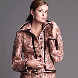 Tweed Velvet Trim Jacket