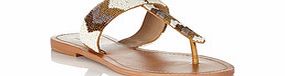 Aspiga Cristelle beige leather bead sandals