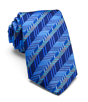 Geometric Herringbone Silk Tie