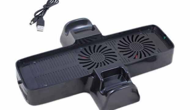 Assecure dual cool vertical console stand fan cooling console storage system for Microsoft Xbox 360 slim.