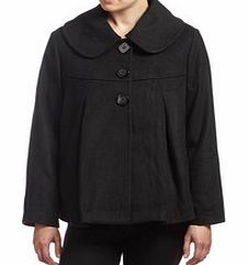 Black wool blend pleated jacket