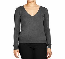 Assuili Grey cashmere blend V-neck jumper