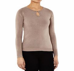 Taupe cashmere blend beaded jumper