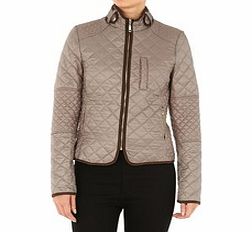 Assuili Taupe quilted zip-up jacket