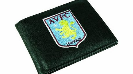 Aston Villa F.C. Black Leather Aston Villa Fc Wallet With Club Crest - Mens Executive Gift 7000