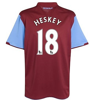 Aston Villa Nike 2010-11 Aston Villa Nike Home Shirt (Heskey 18)