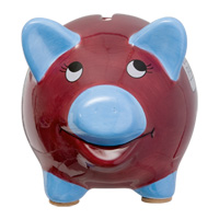 Villa Piggy Bank - Claret/Blue.